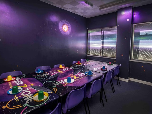 There is a new sensory room, car wash role play zone, two large ball pits with ball showers, and a sports court with astroturf on the top level.