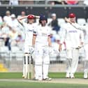 The Northants players appeal for the dismissal of Joe Moores after he handled the ball to stop it bouncing towards the stumps (Picture: Luke Adams)