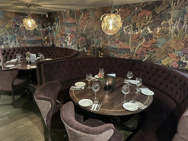 Booths in the dining area.