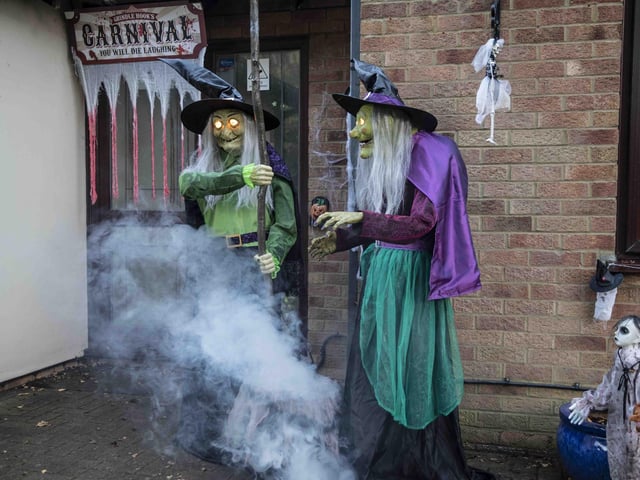 Carved pumpkins, skeletons named after staff members, a grim reaper and so much more.