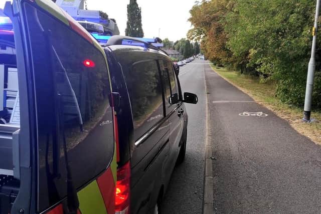 Crash investigators were at the scene for around three hours following last night's crash in London Road, Northampton. Photo: @NorthantsSCIU