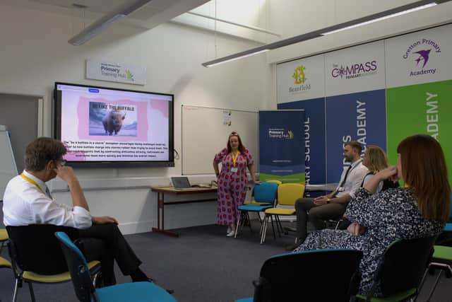 Hannah Middleton delivering her group presentation