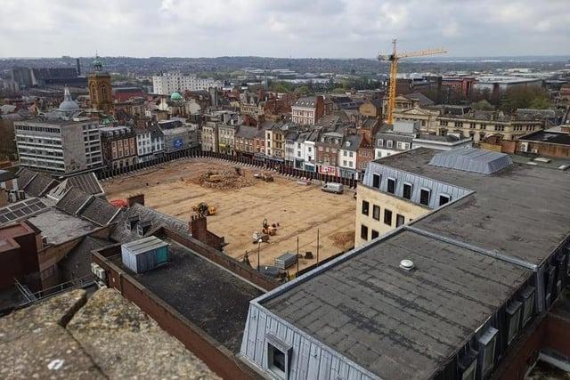 The site reached its first major milestone in mid-April, as the majority of the paving had been lifted.