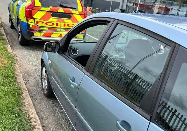 Just as recovery had finished with another vehicle, this Ford Fiesta went past officers flagging up as having no tax and Insurance. The driver thought he was covered to drive third party on his own insurance — he wasn’t.