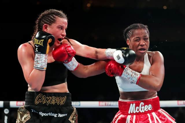 Chantelle Cameron on her way to victory against Mary McGee in October