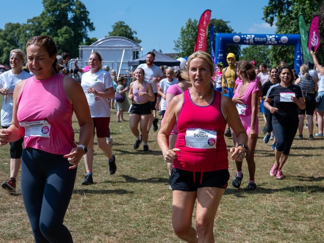 Runners taking part in the Pretty Muddy Race For Life at Abington Park in Northampton on Saturday, July, 11, 20026. Photo by David Jackson.