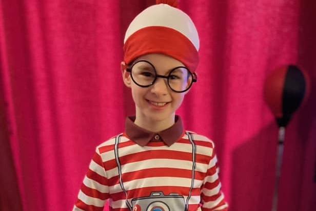James, aged six, as Where's Wally.