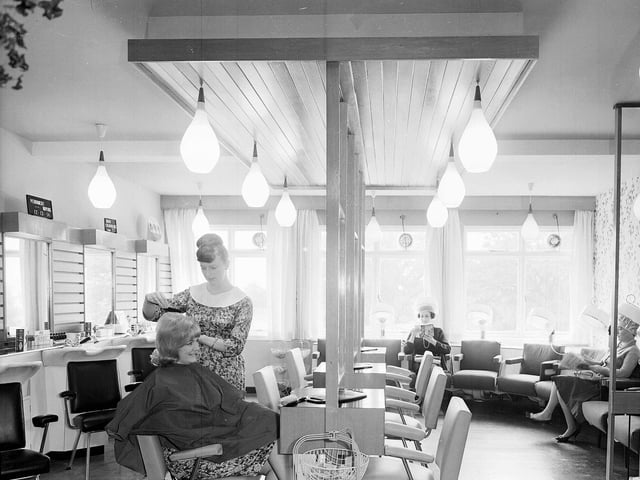 Andrew Hogarth hairdressers, on St John's Road, in July 1962.