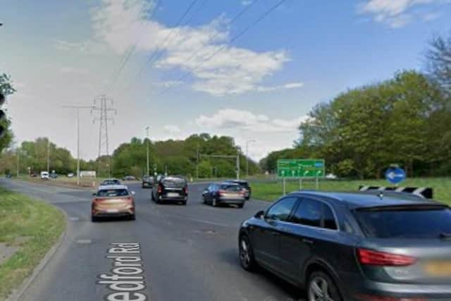 The incident happened on the Bedford Road roundabout.