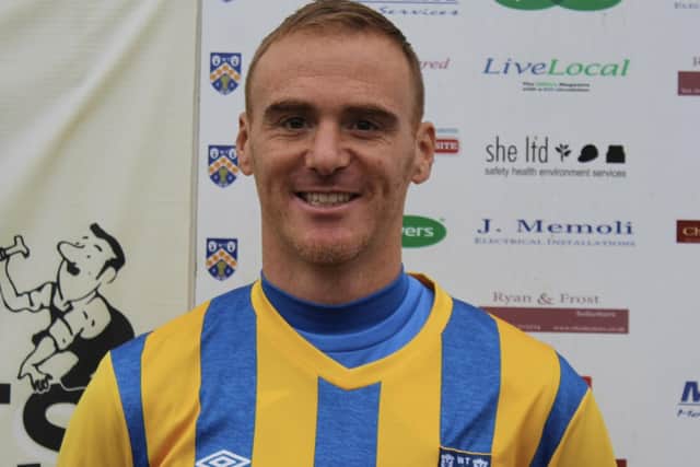 Brett Solkhon shows in his new colours at Wellingborough Town