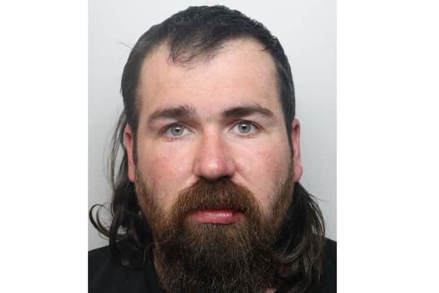 Jailed: Rhys Evan Mercer drove his white Land Rover Defender at a group of seven pedestrians in Bath Road, Kettering/Northants Police