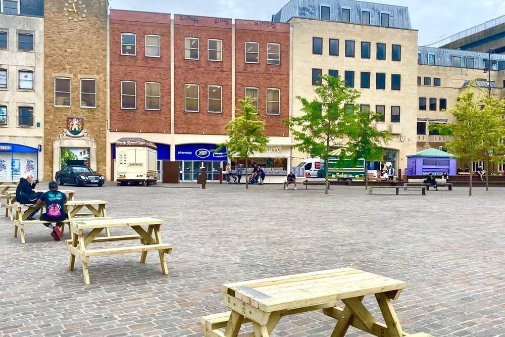 The new benches will increase the number of seating options in the Market Square