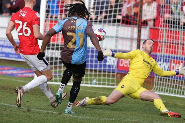 This goal from Josh Eppiah was ruled out for offside - but TV replays suggested he was on.