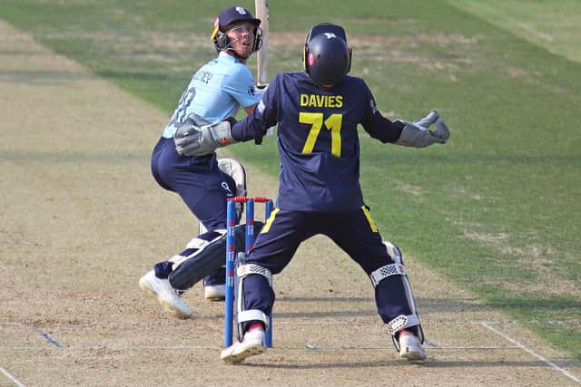 Nathan McSweeney in action for the Steelbacks against Warwickshire (Picture: Peter Short)