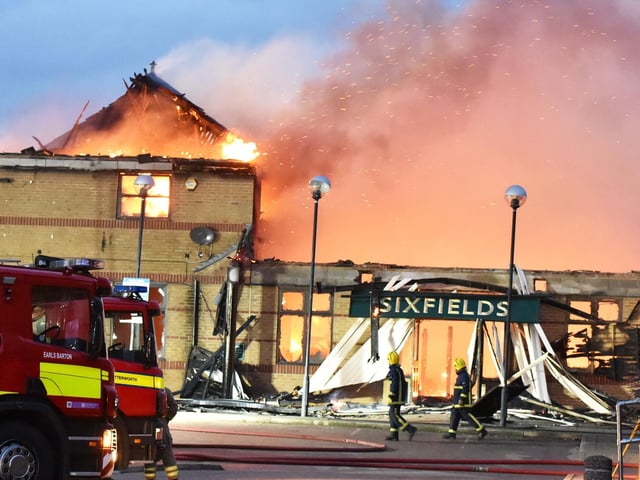 Flames and billowing smoke from Sixfields Tavern could be seen above the stands at Sixfields Stadium as The Cobblers defeated Northwich 3-2 in the FA Cup.