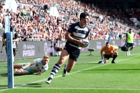 Louis Rees-Zammit scored twice (photo by David Rogers/Getty Images)
