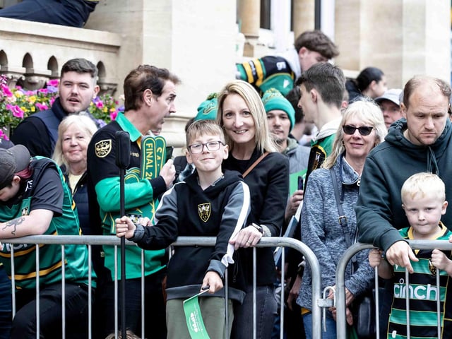 Saints players, coaches and staff celebrated with fans in Northampton town centre on Sunday (June 9) after winning the Gallagher Premiership title at Twickenham on Saturday (June 8).