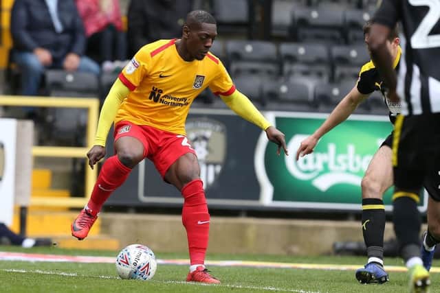 Marvin Sordell in action for the Cobblers at Notts County in April, 2019