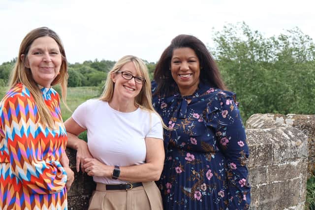 Victoria Gray, representing Cransley Hospice Trust and Cynthia Spencer Hospice Charity, with Joanna Ruff, Bereavement Community Lead Counsellor at Age UK, and Vivien Jean- Paul, Bereavement Community Coordinator at Age UK.