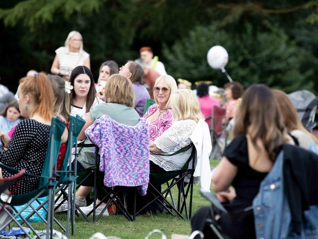Crowds gathered in the grounds of Delapre Abbey to watch The Greatest Showman on an outdoor screen on Sunday (August 4).