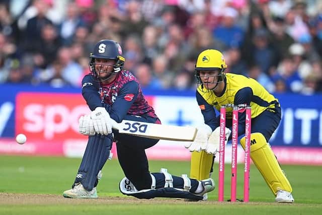 Justin Broad, the Steelbacks' new vice-captain in the Blast, in action during the Finals Day semi-final loss to hampshire Hawks in September