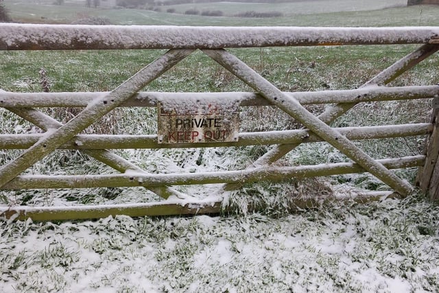 Snowy fields in Great Doddington.