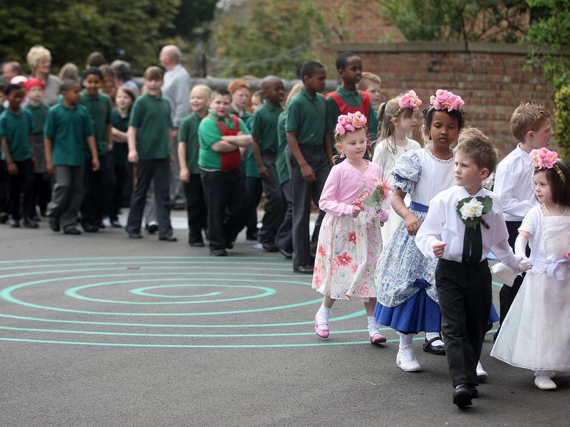 May Day celebrations at Spring Lane Primary School, including maypole dancing and the crowing of the May King and Queen by Northampton Mayor Lee Mason.