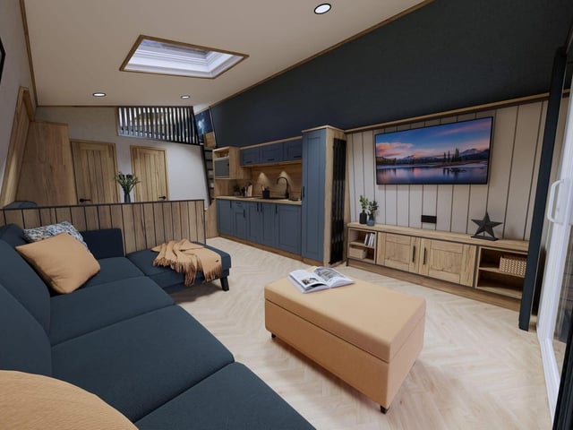 A CGI preview of a new glamping pod, currently under construction at Billing Aquadrome