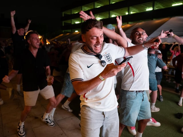Football fans watching England vs Norway in the garden of The Black Prince in Northampton on Saturdy, July 11, 2026. Photo by David Jackson.
