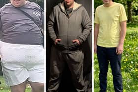 Craig Smith before (left), Craig six months ago in February (middle) and Craig now (right)