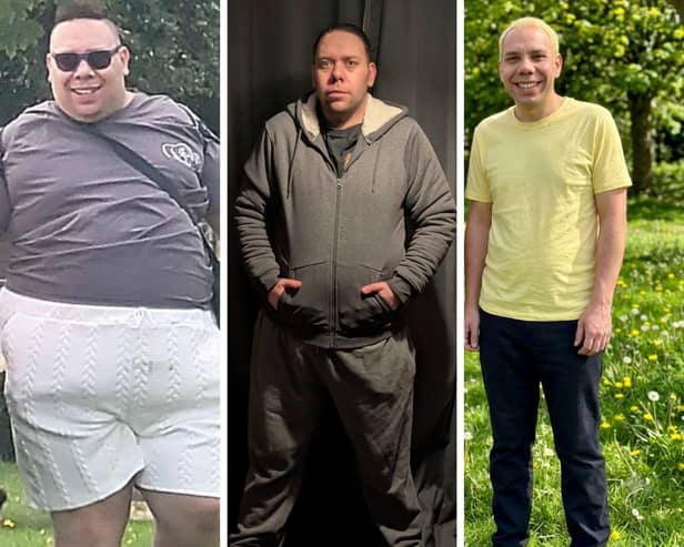 Craig Smith before (left), Craig six months ago in February (middle) and Craig now (right)