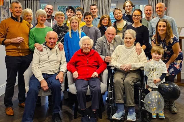 Elm Bank care home resident Mary with her loving family on such a special day.