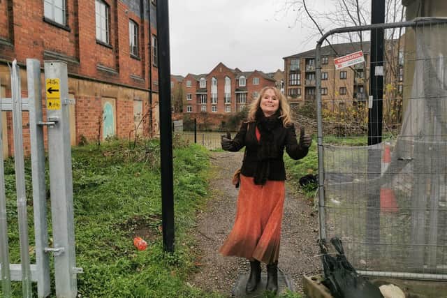 Councillor Julie Davenport celebrates the reopening of a popular footpath in her ward