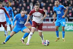 Aaron McGowan in action for the Cobblers in the clash with Leyton Orient at Sixfields on Monday (Picture: Pete Norton)