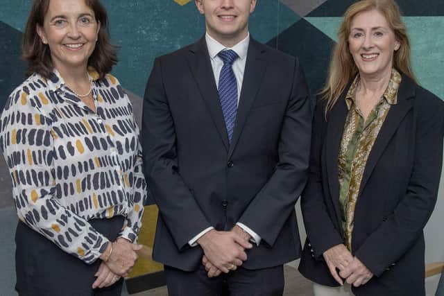 John Stopher, Watersheds, (centre) with Liz Brewer (l) and Libby Ryan (r) of Miad Healthcare
