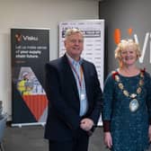 Visku CEO Andy Kaye, Cllr. Valerie Anslow Mayor of Wellingborough, Clare Bottle CEO of UKWA 