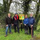 Dave Brown with Arthur Pritchett of Friends of Danetre Hospital, and Canal &amp; River Trust volunteers