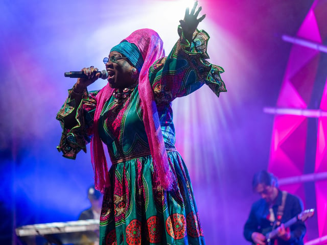 Queen Omega & The Royal Souls on stage at the Shambala Festival on Sunday, August 24, 2025. Photo by David Jackson.