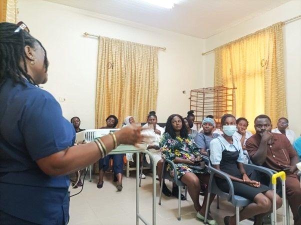 Eunice teaching at Korle Bu Teaching Hospital