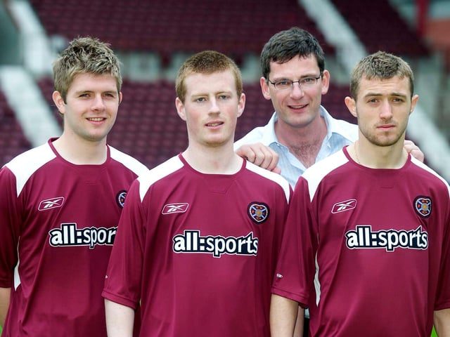Not quite a new signing photo, but a triple contract agreement. Neil Janczyk, Robert Sloan and joe Hamill were meant to be the future at Tynecastle. Craig Levein departed a few months later and Vladimir Romanov arrived. More about that later...