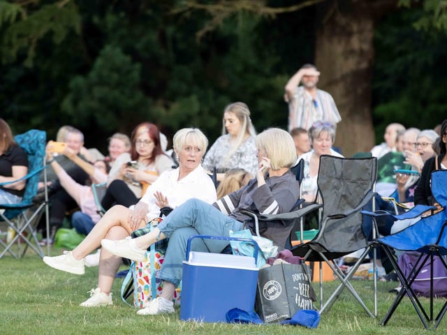 Crowds gathered in the grounds of Delapre Abbey to watch The Greatest Showman on an outdoor screen on Sunday (August 4).