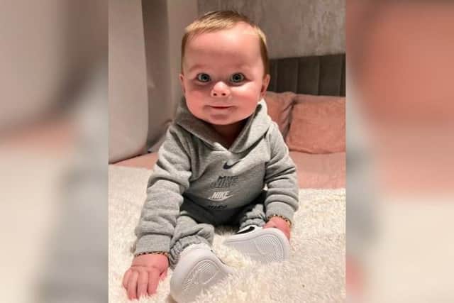 Six-month-old Teddie-Peter, whose father saved his life when he stopped breathing and lost consciousness for one to two minutes.