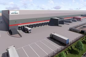 CGI illustration of the warehouse's HGV parking and loading bays.