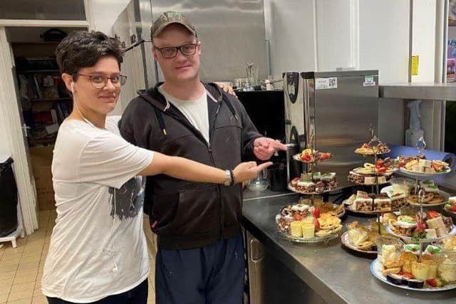 Plates of food in the kitchen