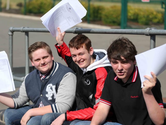 2014 - GCSE results Weston Favell, Northampton. Lewis Matthers, Jack Evans and Jack Cox