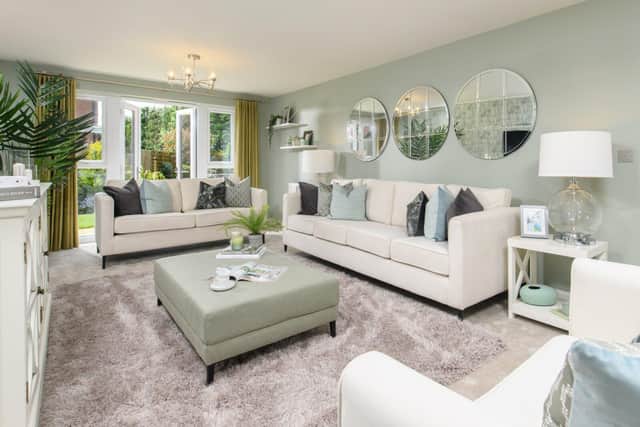 B&amp;DWC - 002 - The living room in the Warwick show home at Bertone Gardens