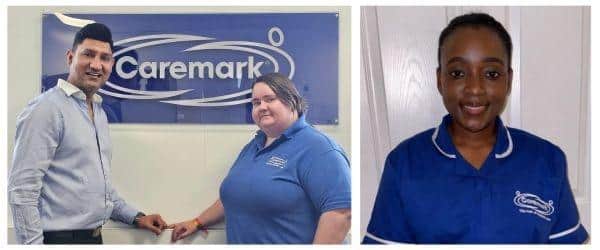 From left to right: Prab Bawa, Managing Director of Caremark Northampton, Care Manager Sarah Taylor