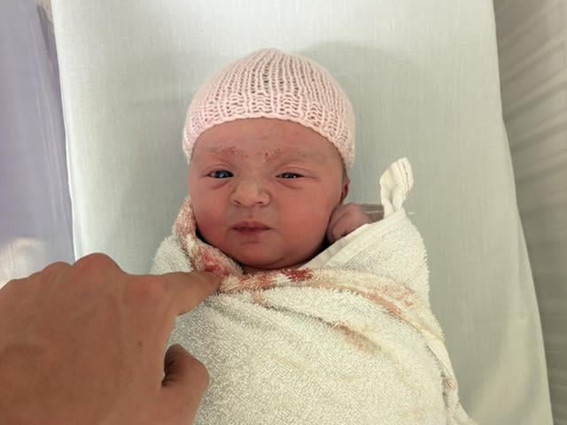 Novah born at 7.44pm on August 30 weighing 7lbs 5oz.
