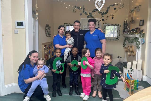 Kiddi Caru Day Nursery in Abington Grove celebrating their Ofsted 'Good'