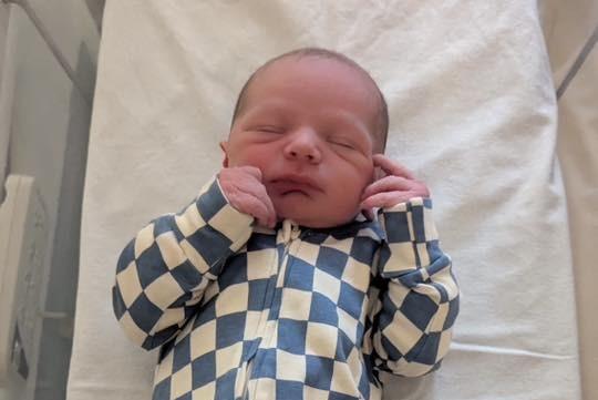George Paul born on November 9 at Northampton General Hospital, weighing 8lbs 8oz.